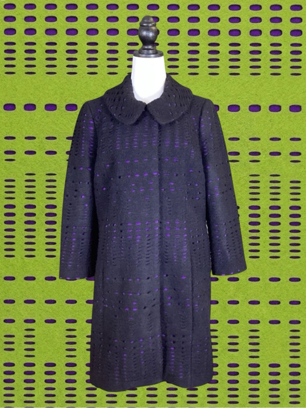 Plenty by Tracy Reese Avant Garde Retro Mod Goth Whimsigoth Wool Blend Coat M